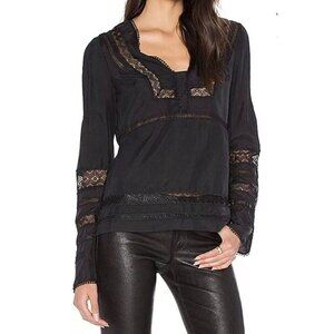 Derek Lam 10 Crosby Size 4  Silk Blouse $395 Lace Long Sleeve Top